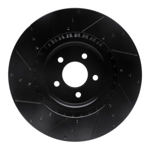 Ford Mustang Brake Rotor (1) - Front Right - R1 Concepts - Drilled & Slotted - Black - `07-`14